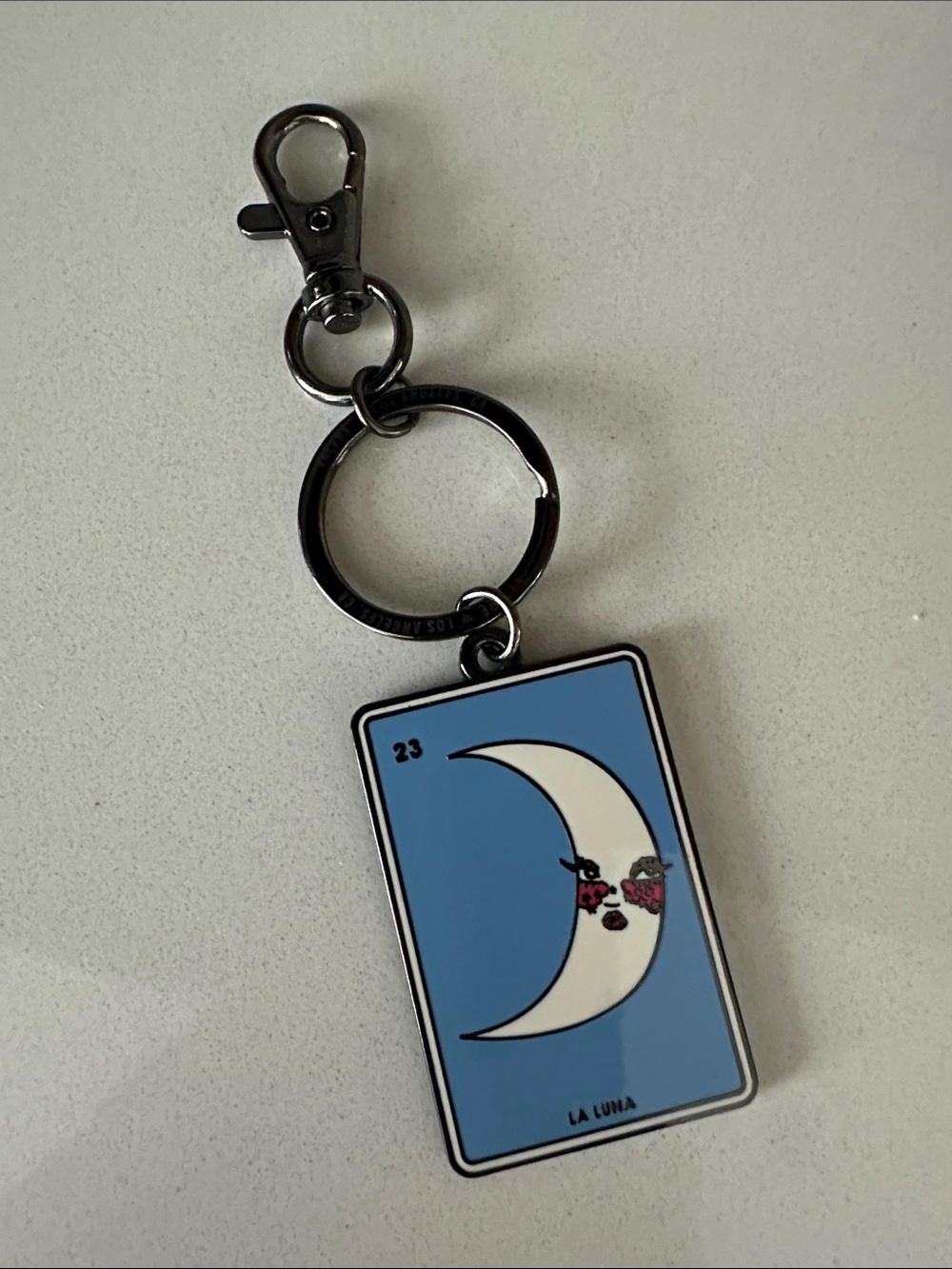 VALFRE LA LUNA 23 ENAMEL BLUE KEYCHAIN